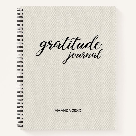 Gratitude Journal Beige Faux Canvas Notitieboek (Voorkant)