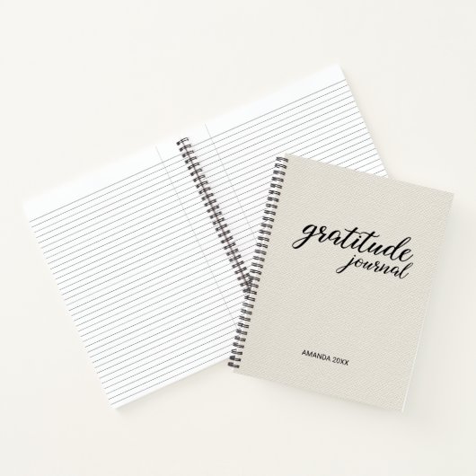 Gratitude Journal Beige Faux Canvas Notitieboek (Binnen)