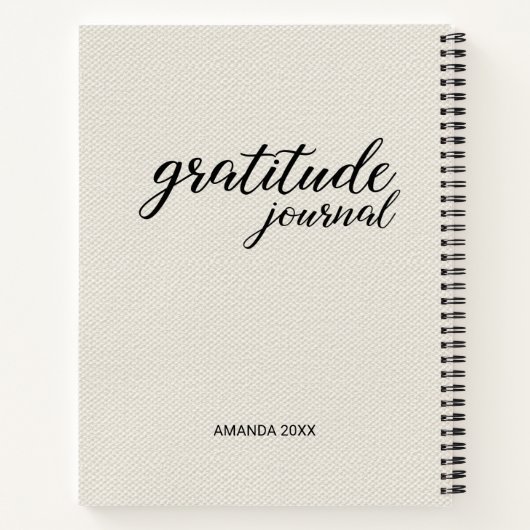 Gratitude Journal Beige Faux Canvas Notitieboek (Achterkant)