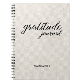 Gratitude Journal Beige Faux Canvas Notitieboek