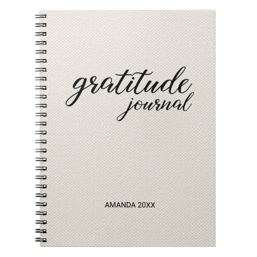 Gratitude Journal Beige Faux Canvas Notitieboek (Voorkant)