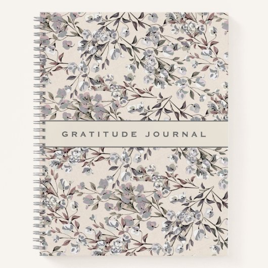 Gratitude Journal | Beige Linen Floral Notitieboek (Voorkant)