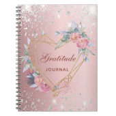 Gratitude journal blush roze floral Silver gliter Notitieboek (Voorkant)