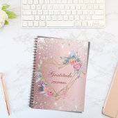 Gratitude journal blush roze floral Silver gliter Notitieboek