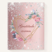 Gratitude journal blush roze floral Silver gliter Notitieboek (Voorkant)