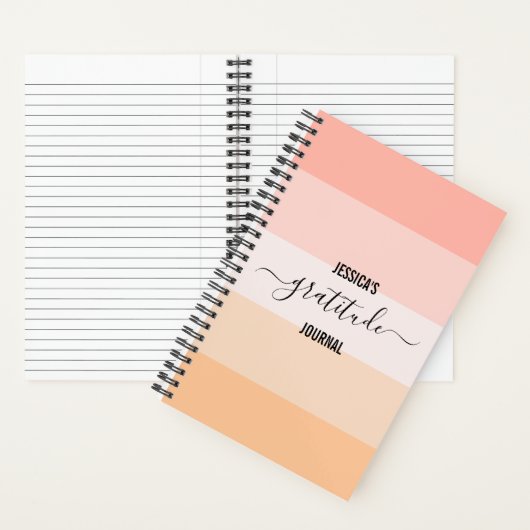 Gratitude Journal blush roze striped scriptnaam Notitieboek (Binnen)