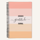 Gratitude Journal blush roze striped scriptnaam Notitieboek (Voorkant)