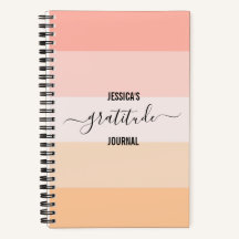 Gratitude Journal blush roze striped scriptnaam