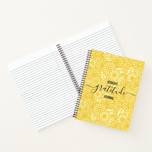 Gratitude Journal Custom Name Floral Daisy Pattern Notitieboek (Binnen)