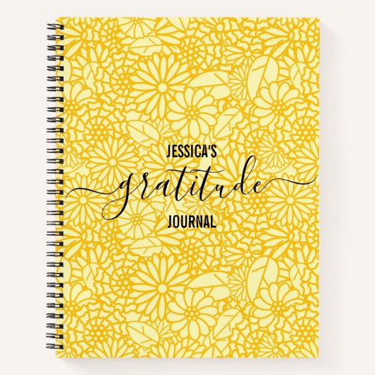 Gratitude Journal Custom Name Floral Daisy Pattern Notitieboek (Voorkant)