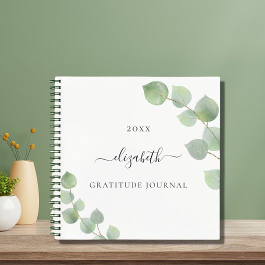 Gratitude journal eucalyptus greenery script notitieboek