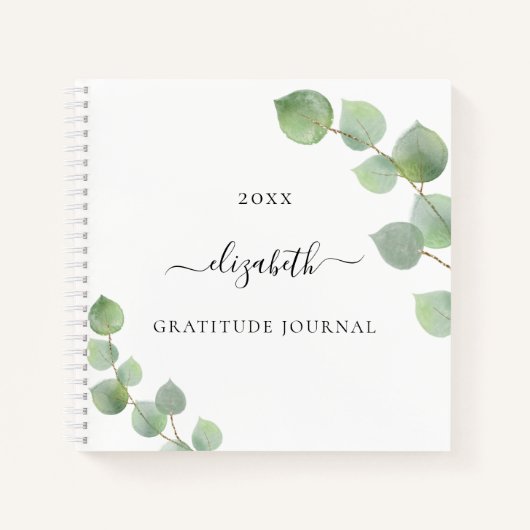Gratitude journal eucalyptus greenery script notitieboek (Voorkant)