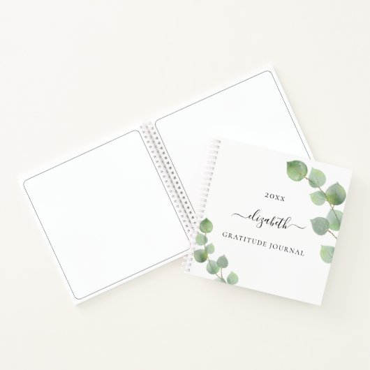 Gratitude journal eucalyptus greenery script notitieboek (Binnen)