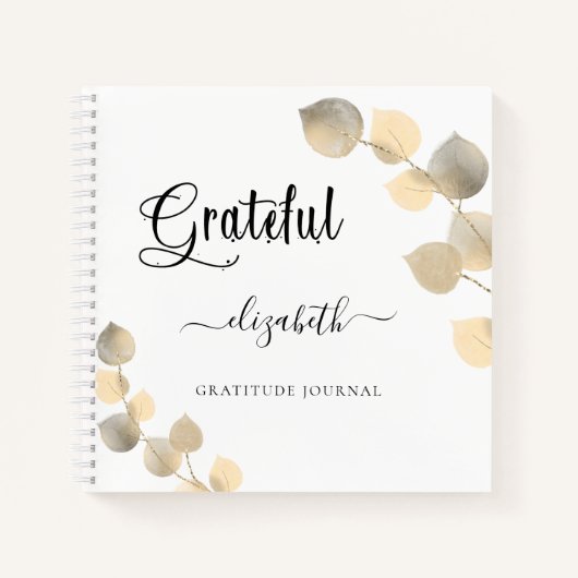Gratitude journal golden eucalyptus scriptnaam notitieboek (Voorkant)
