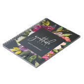 GRATITUDE JOURNAL GRAY PINK BURGUNDY PAARSE FLORAL NOTITIEBOEK (Linkerzijde)
