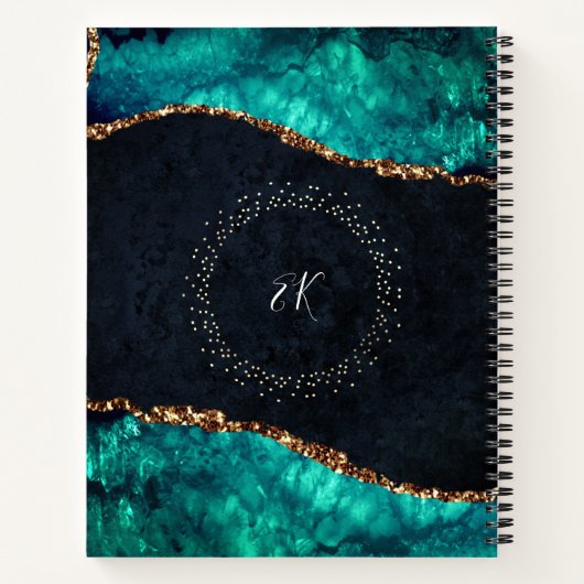 Gratitude Journal Green Agate Gold Glitter Notitieboek (Achterkant)