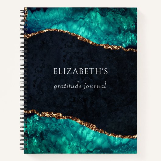 Gratitude Journal Green Agate Gold Glitter Notitieboek (Voorkant)