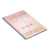 Gratitude journal monogram roos goudroze glitter notitieboek (Rechterzijde)