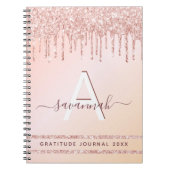 Gratitude journal monogram roos goudroze glitter notitieboek (Voorkant)