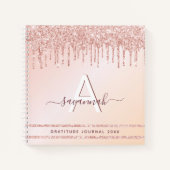 Gratitude journal monogram roos goudroze glitter notitieboek (Voorkant)