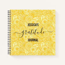 Gratitude Journal Name Floral Daisy Pattern
