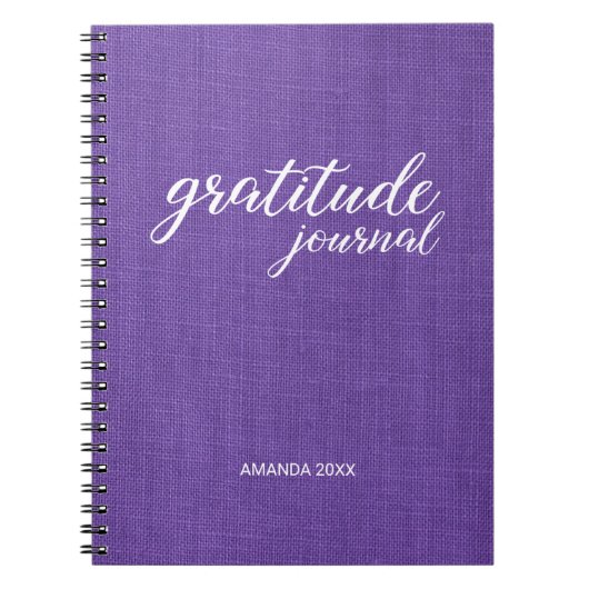 Gratitude Journal Paars Linen Foto - Aangepaste na Notitieboek (Voorkant)