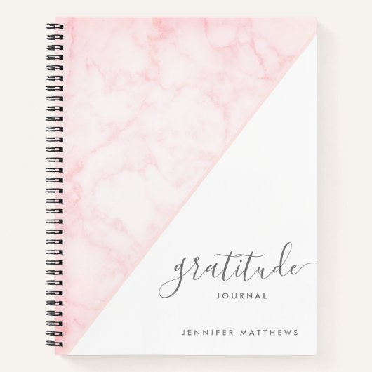 Gratitude Journal Pink Chic Marble - Gepersonalise Notitieboek (Voorkant)