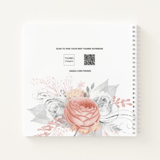 Gratitude journal roos gold floral Silver foliage Notitieboek (Achterkant)