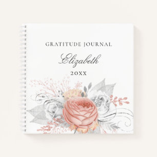 Gratitude journal roos gold floral Silver foliage Notitieboek