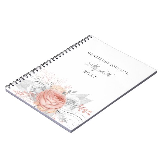 Gratitude journal roos gold floral Silver foliage Notitieboek (Linkerzijde)