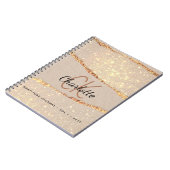 Gratitude journal roos gold glitter agate monogram notitieboek (Linkerzijde)