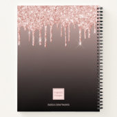 Gratitude Journal roos gold glitter zwarte monogra Notitieboek (Achterkant)