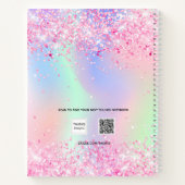 Gratitude journal roze glitter holographic name notitieboek (Achterkant)