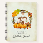 Gratitude Journal Squirrel in Rustic Herfst Wreath Notitieboek (Voorkant)