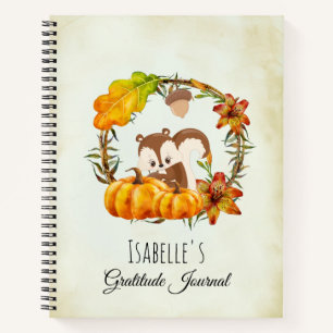 Gratitude Journal Squirrel in Rustic Herfst Wreath Notitieboek