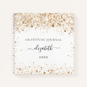 Gratitude journal white gold glitter name notitieboek