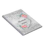 Gratitude journal zilveren floral glitter blush ro notitieboek (Rechterzijde)