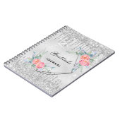 Gratitude journal zilveren floral glitter blush ro notitieboek (Linkerzijde)