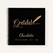Gratitude journal zwarte goud elegant scriptnaam notitieboek (Voorkant)
