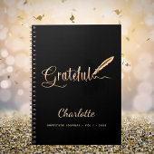 Gratitude journal zwarte goud elegant scriptnaam notitieboek