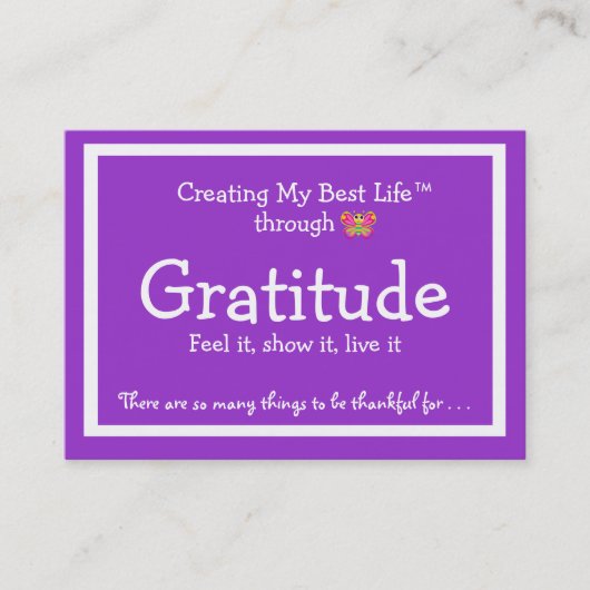 Gratitude-kaart met schattige vlinder visitekaartje (Voorkant)