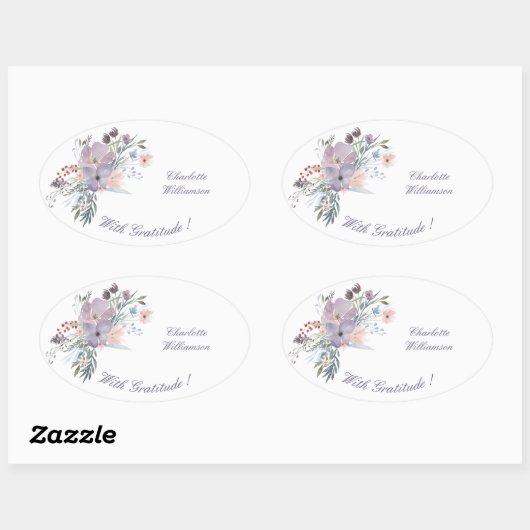 Gratitude Lavender Flower Spray Ovale Sticker (Vel)