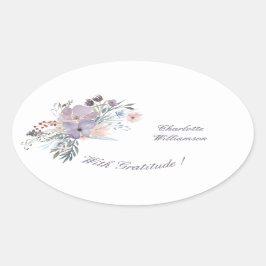 Gratitude Lavender Flower Spray Ovale Sticker