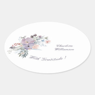 Gratitude Lavender Flower Spray Ovale Sticker