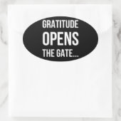 Gratitude opent het inspirerend citaat van Gate Ovale Sticker (Tas)