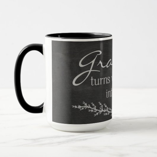 Gratitude-quote op het bord mok (Links)