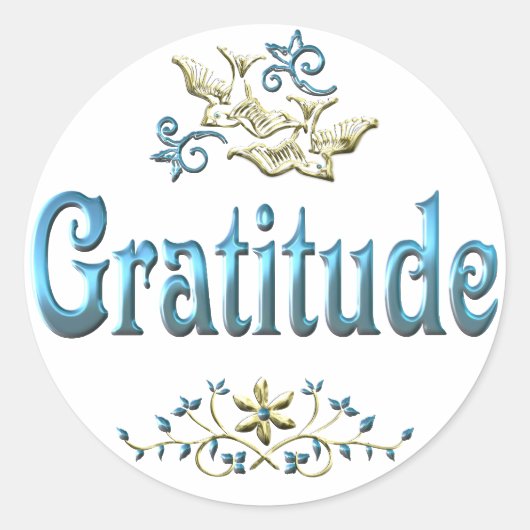 GRATITUDE RONDE STICKER (Voorkant)