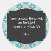 Gratitude Rumi Quote Ronde Sticker (Voorkant)