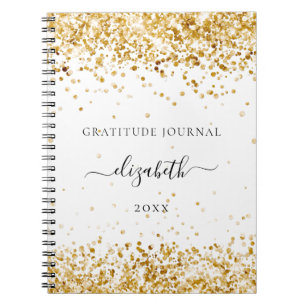 Gratitude tijdschrift white gold glitter stof name notitieboek