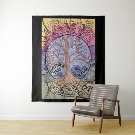 Gratitude Tree Tapestry Wandkleed (In situ)